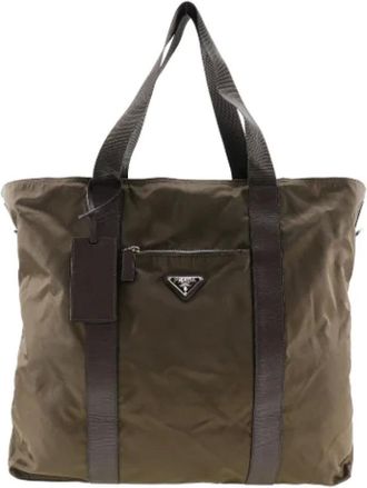 Prada Pre-owned Tote Bags, female, Green, Size: ONE SIZE Pre-owned Canvas travel-bags
