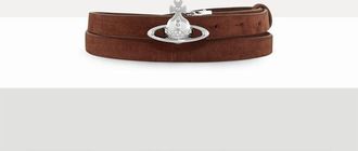 Vivienne Westwood Small Orb Buckle Belt Suede Chocolate-brown One Size Women