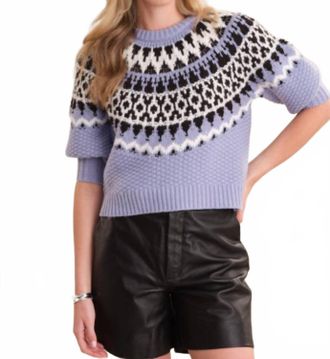 525 america Alora Puff Sleeve Fair Isle Top In Eventide Combo