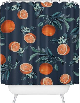 Deny Designs Lemon & Leaf Print VI Shower Curtain in Orange at Nordstrom Rack
