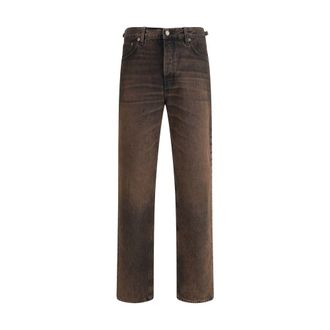 Haikure Mens Straightleg Faded Jeans - Brown Cotton - Size 31 (Waist)