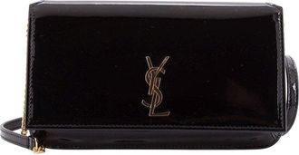 Saint Laurent Black Patent Leather Classic Monogram Phone Holder Shoulder Bag (Authentic Pre-Loved)
