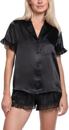 In Bloom by Jonquil Alice Ruffle Trim Short Pajamas in Black at Nordstrom Rack, Size X-Small