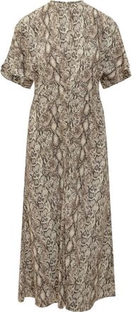 Isabel Marant Beige Animal Print Round Neck Maxi Dress