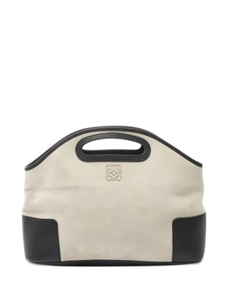Loewe 10s logo-detail suede handbag - Neutrals