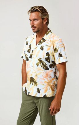 Stone Rose Linen Big Floral SS Resort Shirt in Medium Green at Nordstrom, Size Xx-Large