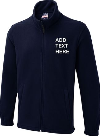 Generic Personalised embroidered Custom Uneek Olympic full zip fleece text logo or text ux5 Jacket (3XL, NAVY)