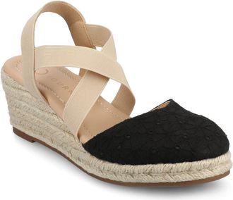 Journee Collection Ashlee Espadrille Wedge Pump - Extra Wide Width Available in Black at Nordstrom Rack, Size 8.5