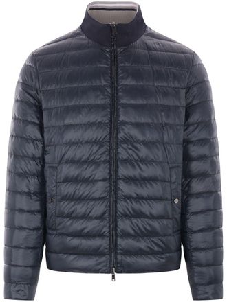 JHM Herno ネイビー ジャケット　40 ヘルノ HERNO CAPE NOHOOD ZIP DJKT PI001933D-12017Z ダウン