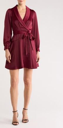 Vince Camuto Shawl Collar Long Sleeve Satin Dress in Wine at Nordstrom Rack, Size 10