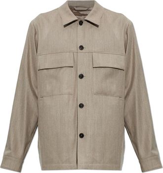 Paul Smith Wollen overhemd met zakken - Heren - Jassen - Beige - Maat: XL Wol