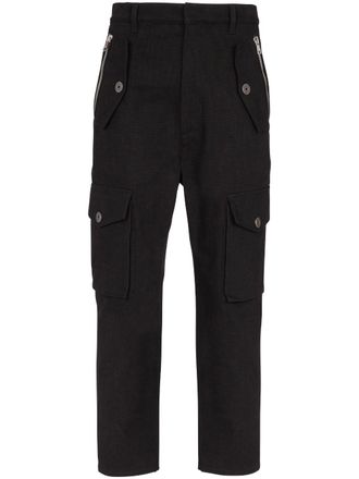 Balmain cropped cotton cargo trousers - Black