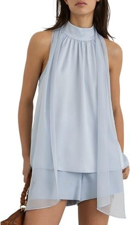 Reiss Andrea Sleeveless Satin Scarf-Neck Top in Blue at Nordstrom, Size 10 Us