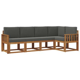 vidaXL Conjunto De Sof&aacute;s De Exterior 5 Pcs Natural Y Antracita Vidaxl