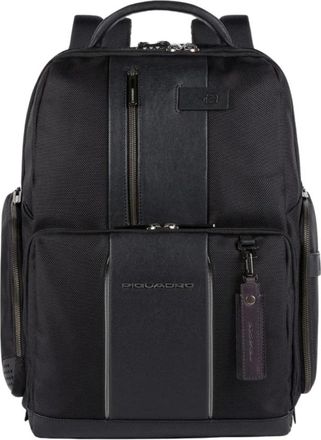 Piquadro Tassen, Heren, Zwart, ONE Size, Leer, Brief 2 Laptop Rugzak