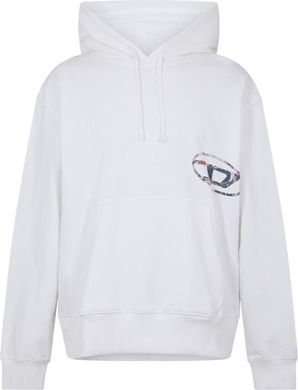 Diesel Mens Hooded Neck Drop Shoulder Sweatshirt in Bright White - Size Medium