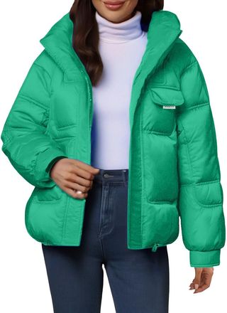 Generic Winter Jackets for Women UK Black Zipped Hooded Coats Cropped Fluffy Puffer Jacket Warm Quilted Padded Overcoat with Straight Pockets
