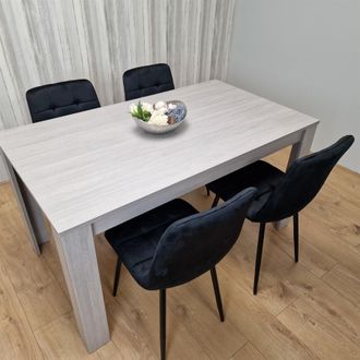 Kosy Koala Modern Rectangle Dining Table Set With 4 Black Velvet Chairs Dining Room Furniture in Brown