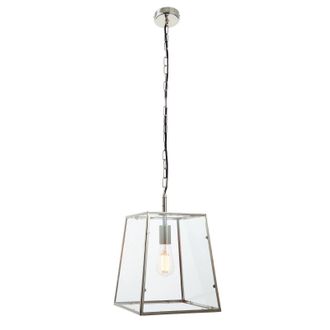 Loops Ceiling Pendant Light Bright Nickel & Clear Glass 40W E27 Dimmable e10263 in Metallics