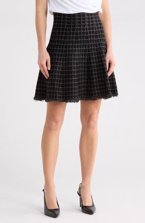 Max Studio Short Flare Sweater Skirt in Black/Charcoal at Nordstrom Rack, Size Small