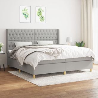 vidaXL Vidaxl - Cama Box Spring Con Colch&oacute;n Tela Gris Claro 200x200 Cm