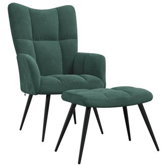 vidaXL Poltrona Relax Con Poggiapiedi Verde Scuro In Velluto - Vidaxl