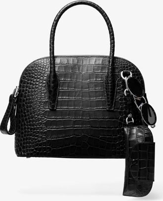 Michael Kors Kaitlin Medium Crocodile Embossed Leather Dome Satchel