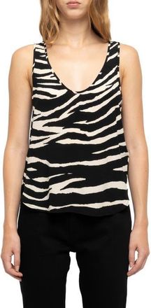 Zadig&Voltaire Tarys Zebra Print Tank in Black at Nordstrom, Size X-Small