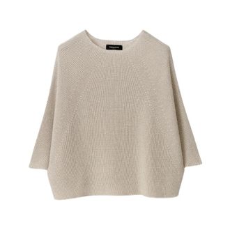 Fabiana Filippi Stijlvolle Gebreide Trui - Dames - Ronde hals truien - Beige - M - Wol - Truien & Vesten