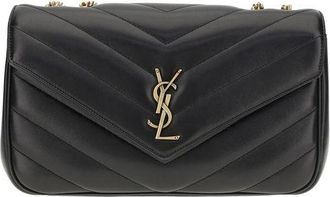 Saint Laurent Zwarte Kalfsleer Bos Taurus Schoudertas