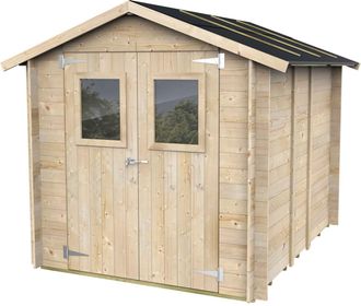 Alce Caseta De Jard&iacute;n Bh19 Hobby 198x248 De Madera De Abeto Natural 19 Mm Con Puerta Doble Con Ventana, Techo Y Suelo Osb3, Montaje F&aacute;cil, Tratamiento Auto