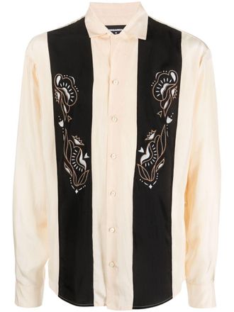 Dsquared2 embroidered silk bowling shirt - men - Silk - 52 - Neutrals