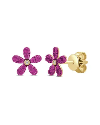 Sabrina Designs 14K 0.29 Ct. Tw. Diamond & Ruby Flower Studs