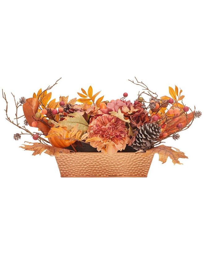Faux 25 Peony & Pumpkin Potted Arrangement