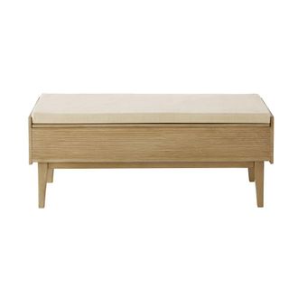 Maisons du monde Banco de entrada con espacio de almacenamiento, mango/acacia macizos 110cm