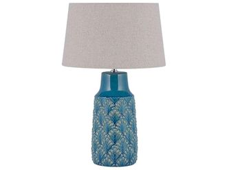 Beliani L&aacute;mpara de mesa cer&aacute;mica azul