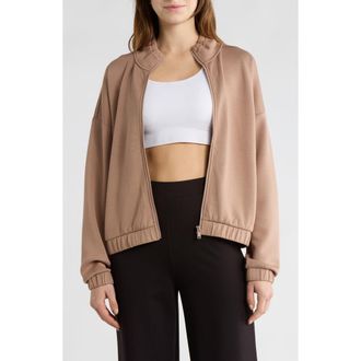 Zella Whisper Knit Ruched Jacket in Tan Portabella at Nordstrom Rack, Size X-Large