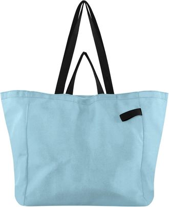 Generic Pale Blue print Reusable Canvas Tote Bag, Heavy Duty Grocery Shopping Bag with Double Handles Large Capacity Hard Bottom Work Groceries Travel