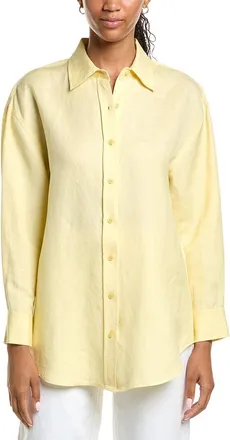 Kenneth Cole Drop Shoulder Linen-Blend Boyfriend Shirt