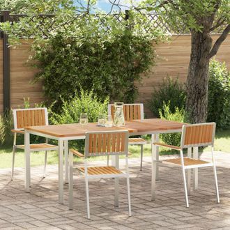 Berkfield Home 5 Piece Garden Dining Set Solid Wood Teak in Brown