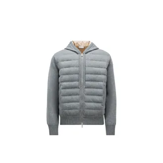 Moncler Padded Wool Zip-up Hoodie Grey Size XXL