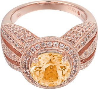 Suzy Levian Halo Citrine Ring in Orange at Nordstrom Rack, Size 7.5