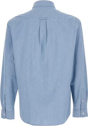Maison Kitsun&eacute; Mens Shirt Profile Fox Regular Light Blue Cotton