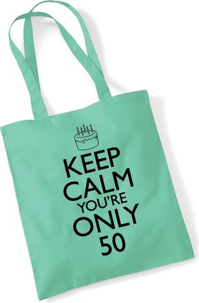 Bang Tidy Clothing Tote Bags For Women Keep Calm 50th Birthday Printed Cotton Shopper Bag Gifts Mint