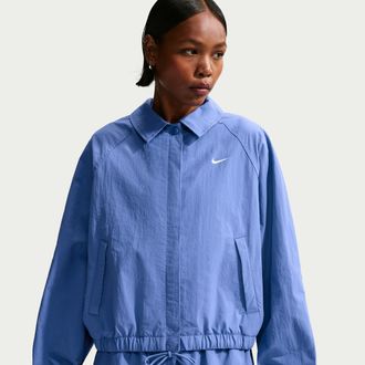 Nike Womens Nike Sportswear Oversized Coaches Jacket in Blue | IF0212-460