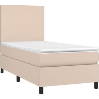 vidaXL Vidaxl - Cama Box Spring Colch&oacute;n Led Cuero Sint&eacute;tico Capuchino 90x200 Cm