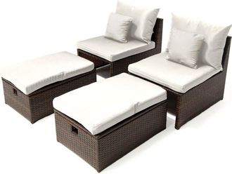 Habitat et Jardin Conjunto De 2 Tumbonas De Jard&iacute;n Con Reposapi&eacute;s Y Caj&oacute;n farel - Marr&oacute;n