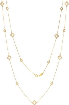 Suzy Levian Suzy Levian Silver Cz Clover Circle Station Necklace