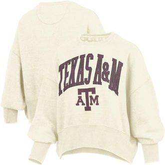 Pressbox Womens Pressbox Natural Texas A&M Aggies Oversized Waist-Length Crewneck Sweatshirt at Nordstrom, Size Xx-Large