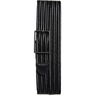 Open Edit Jesse Woven Stretch Leather Belt in Black- Black at Nordstrom, Size 30